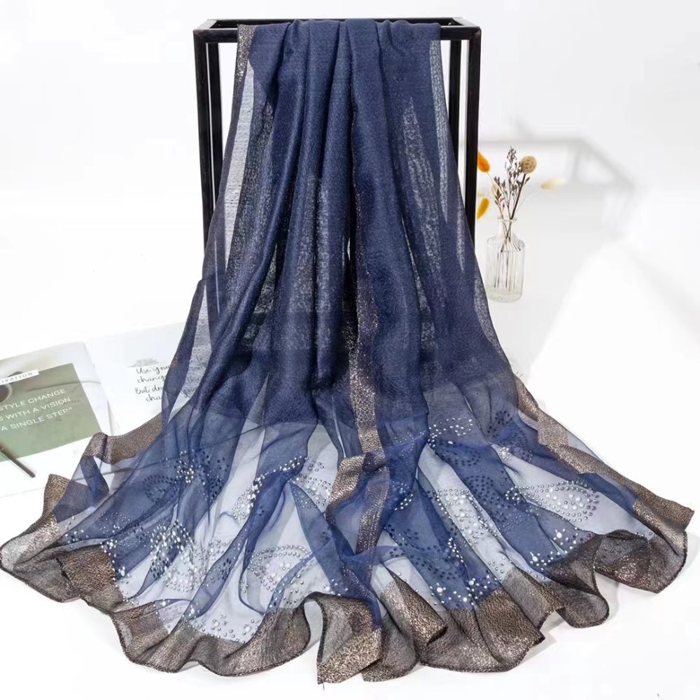 Rhinestone Long Scarves Paisley Rhinestone Lightweight Long Scarf