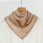 Small Square Scarves 70 x 70cm Metallic Yarn Small Plaid Square Scarf