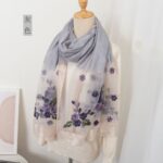 Embroidered Long Scarves Embroidered Begonia Flower Long Scarf and Shawl