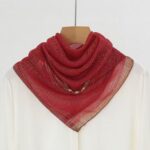 Small Square Scarves 70 x 70cm Metallic Yarn Small Plaid Square Scarf