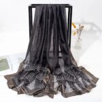 Rhinestone Long Scarves Wave Rhinestone Long Silk-Like Scarf