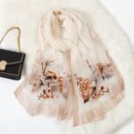 Embroidered Long Scarves Embroidered Faux Silk Peony Long Scarf and Shawl